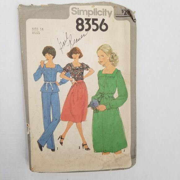 Vintage Pattern Sewing Craft Hobby Simplicity 8356 Misses 14 1970s Fashion Dress - Picture 1 of 2